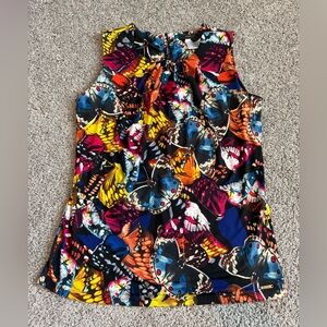 BCBG Maxazria Sleeveless Top Butterfly Abstract